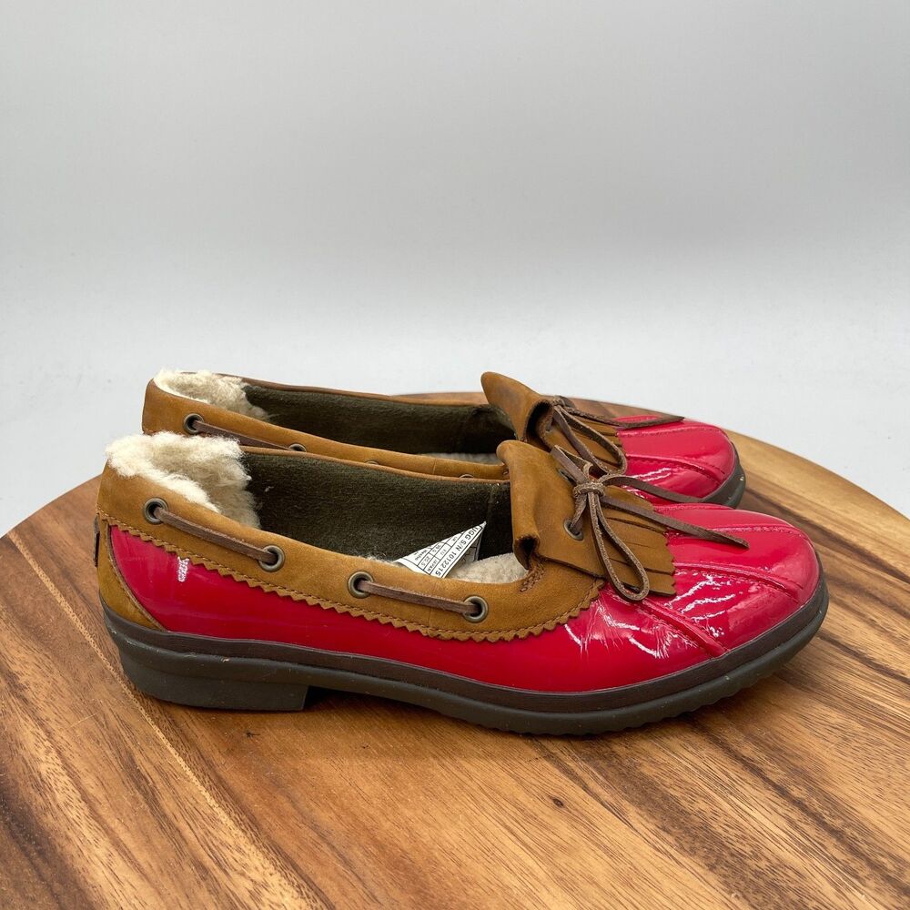 Ugg Haylie Loafers Womens Size 8.5 Red Waterproof Duck Shoes Shearling